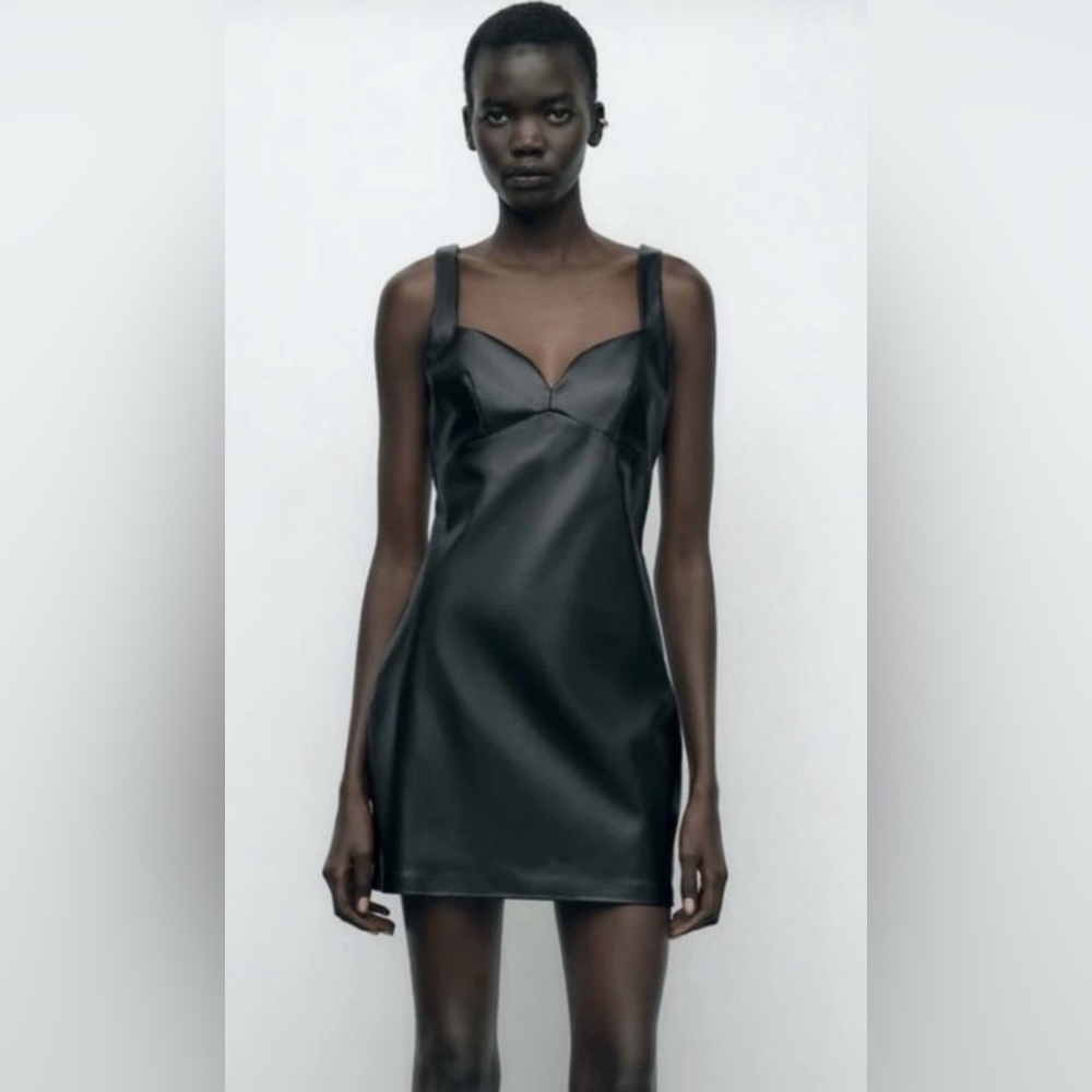 Zara, Faux Leather Mini Dress Size Large